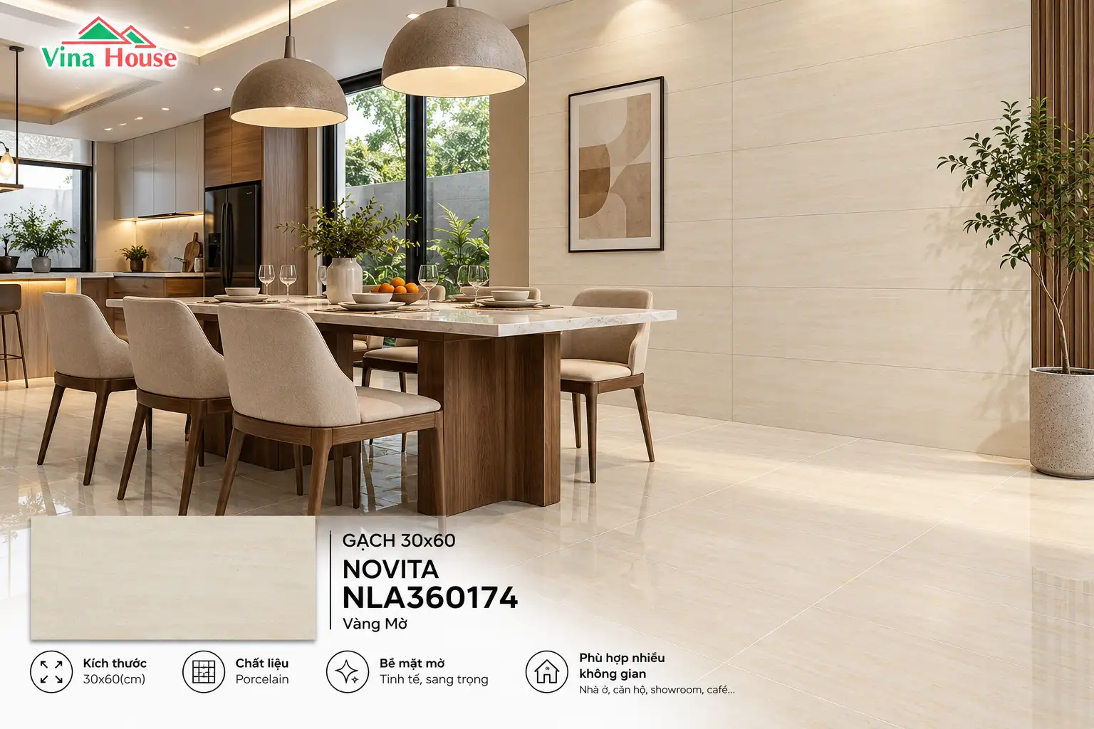 Gạch 30x60 NOVITA NLA360174 Vàng Mờ Gạch 30x60 NOVITA NLA360174 Vàng Mờ