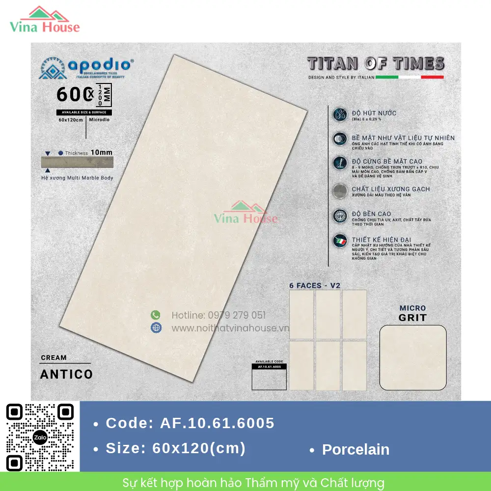 Gạch 60x120 APODIO AF.10.61.6005 Matt Tinh Thể