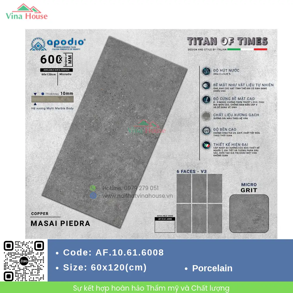 Gạch 60x120 APODIO AF.10.61.6008 Matt Tinh Thể